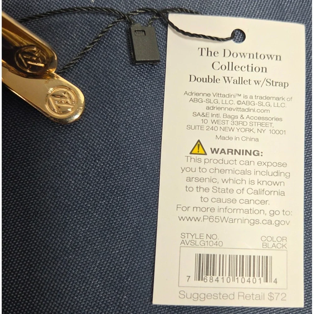 Adrienne Vittadini Downtown Collection Double Wallet w/Removable Strap Black